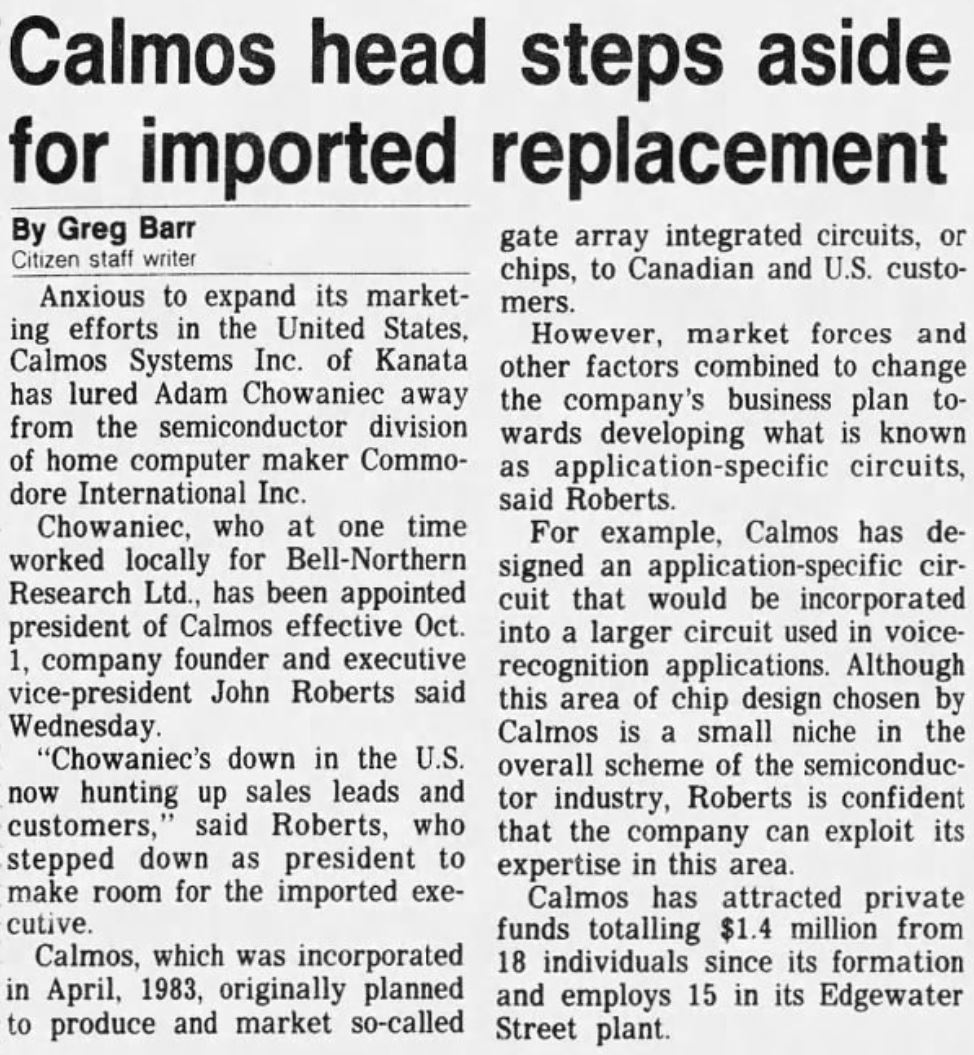 Calmos head steps aside for imported replacement